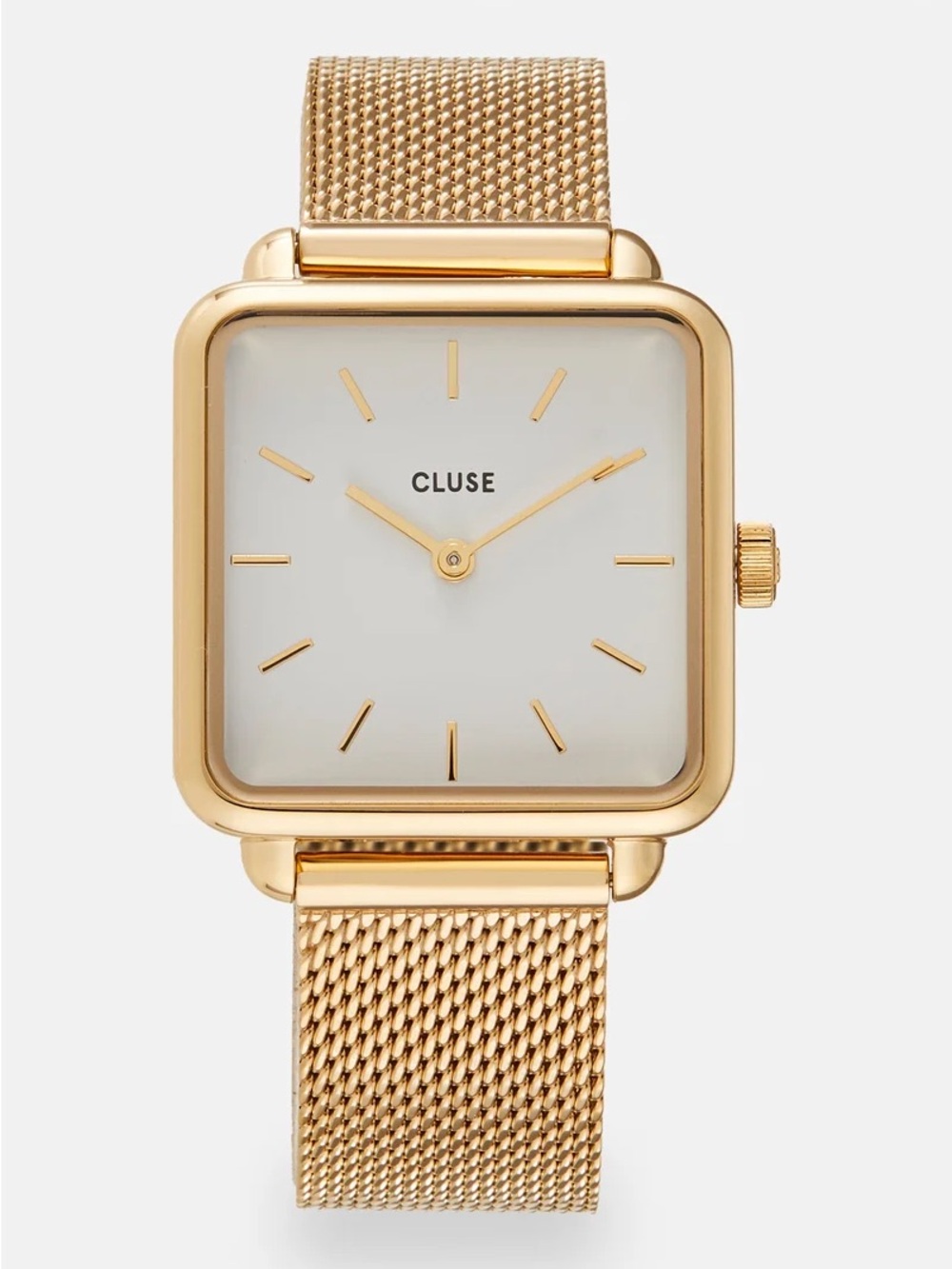 CLUSE Square Mesh Bracelet Watch - Gold/White